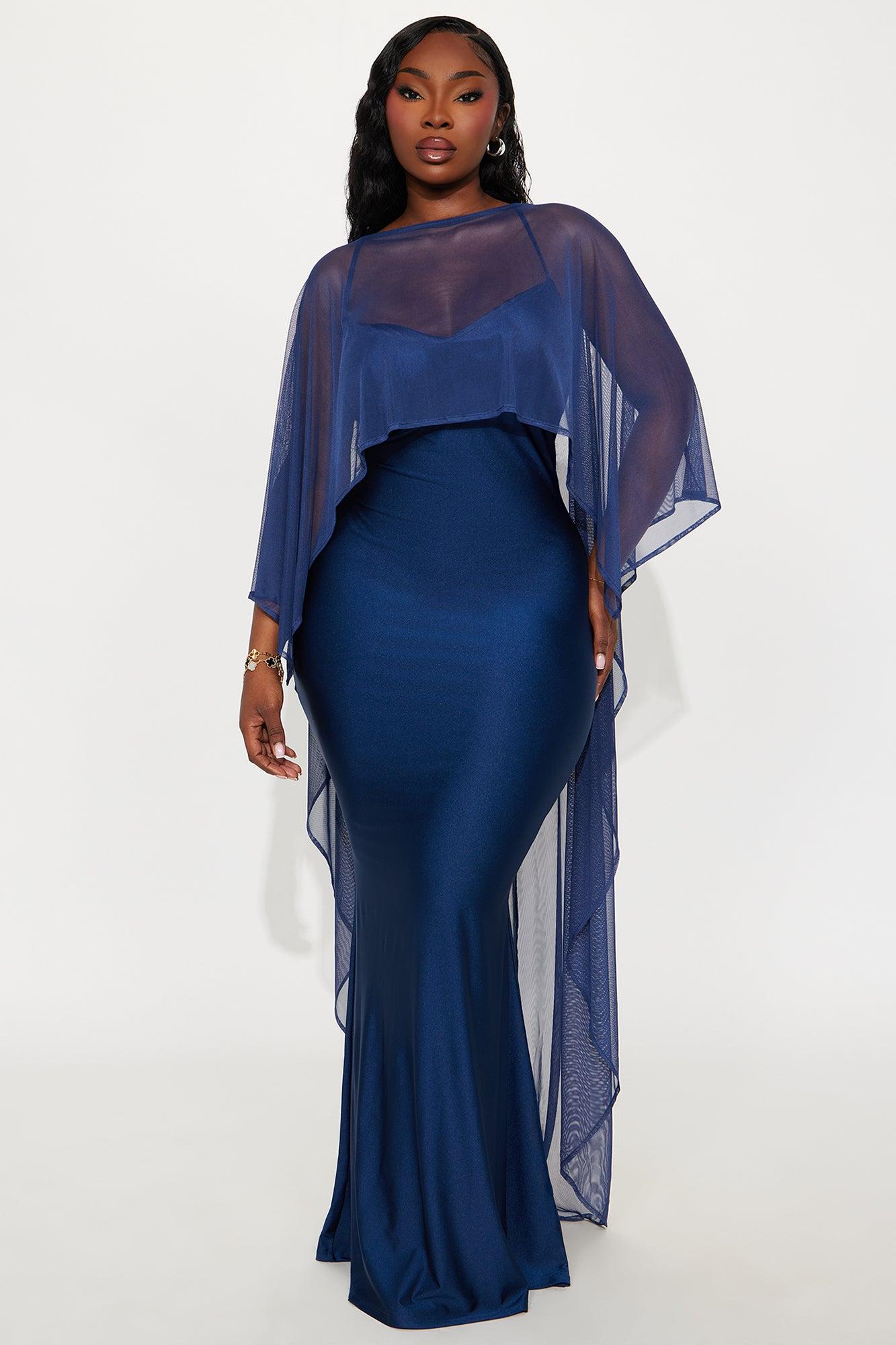 Staying True Satin Maxi Dress - Navy Female Product Image