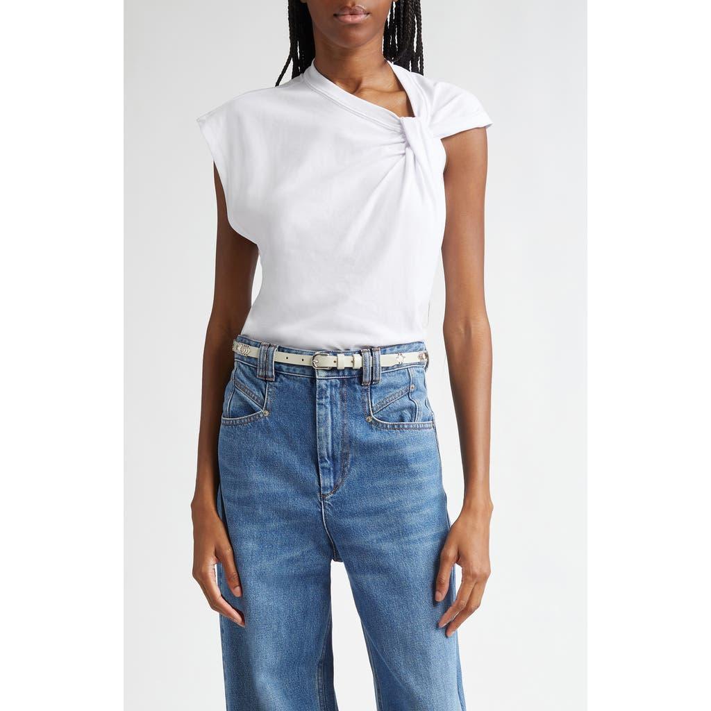 ISABEL MARANT Cap Sleeves Knot-detail Cotton Top In White Product Image