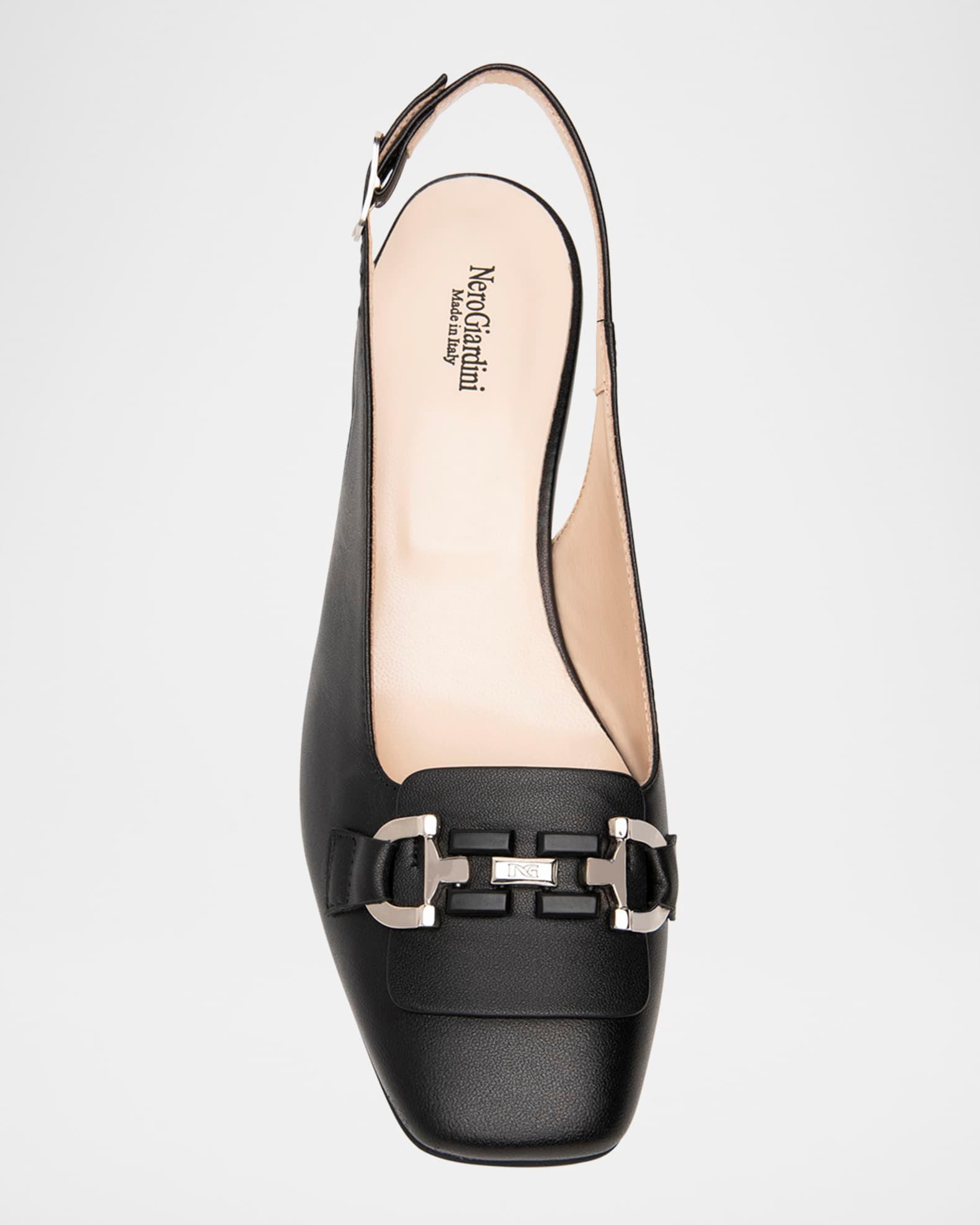 Leather Horsebit Slingback Pumps Product Image