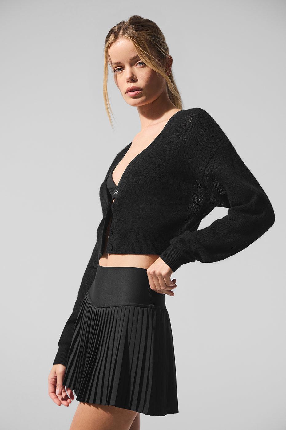 Sheer Cashmere Cropped Cardigan - Black Product Image