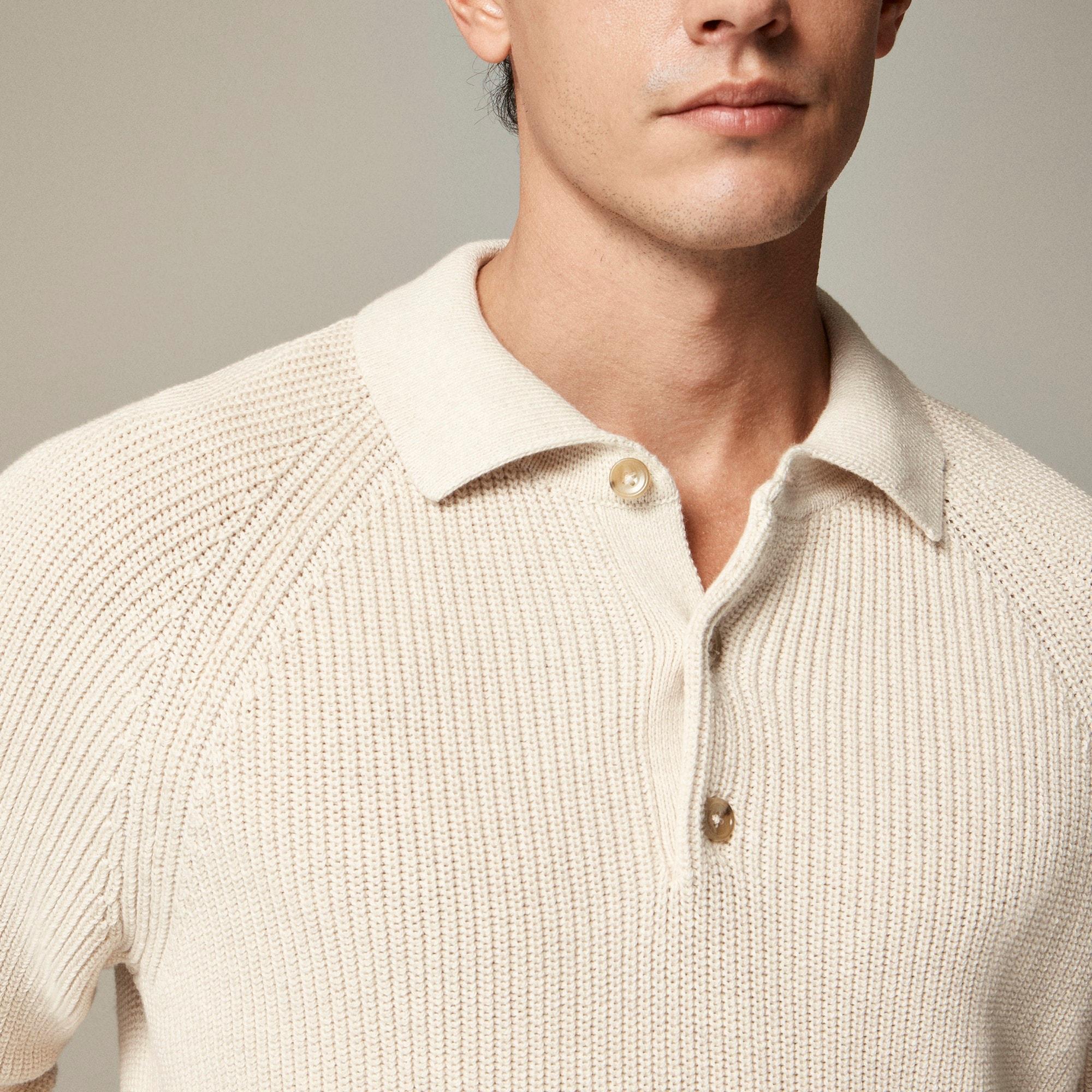 Ribbed heritage cotton sweater-polo Product Image