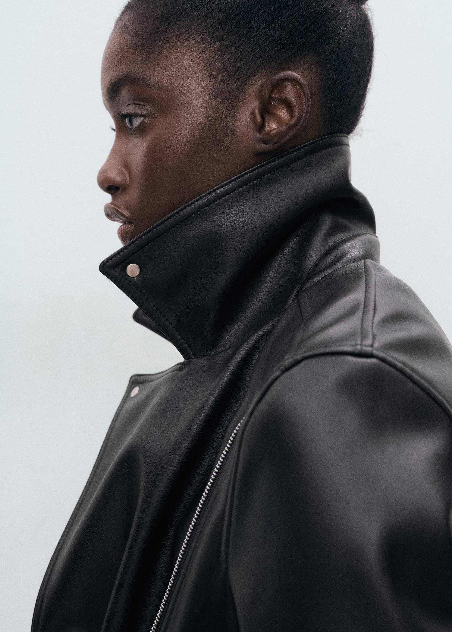 Leather-effect biker jacket - Women | MANGO USA Product Image