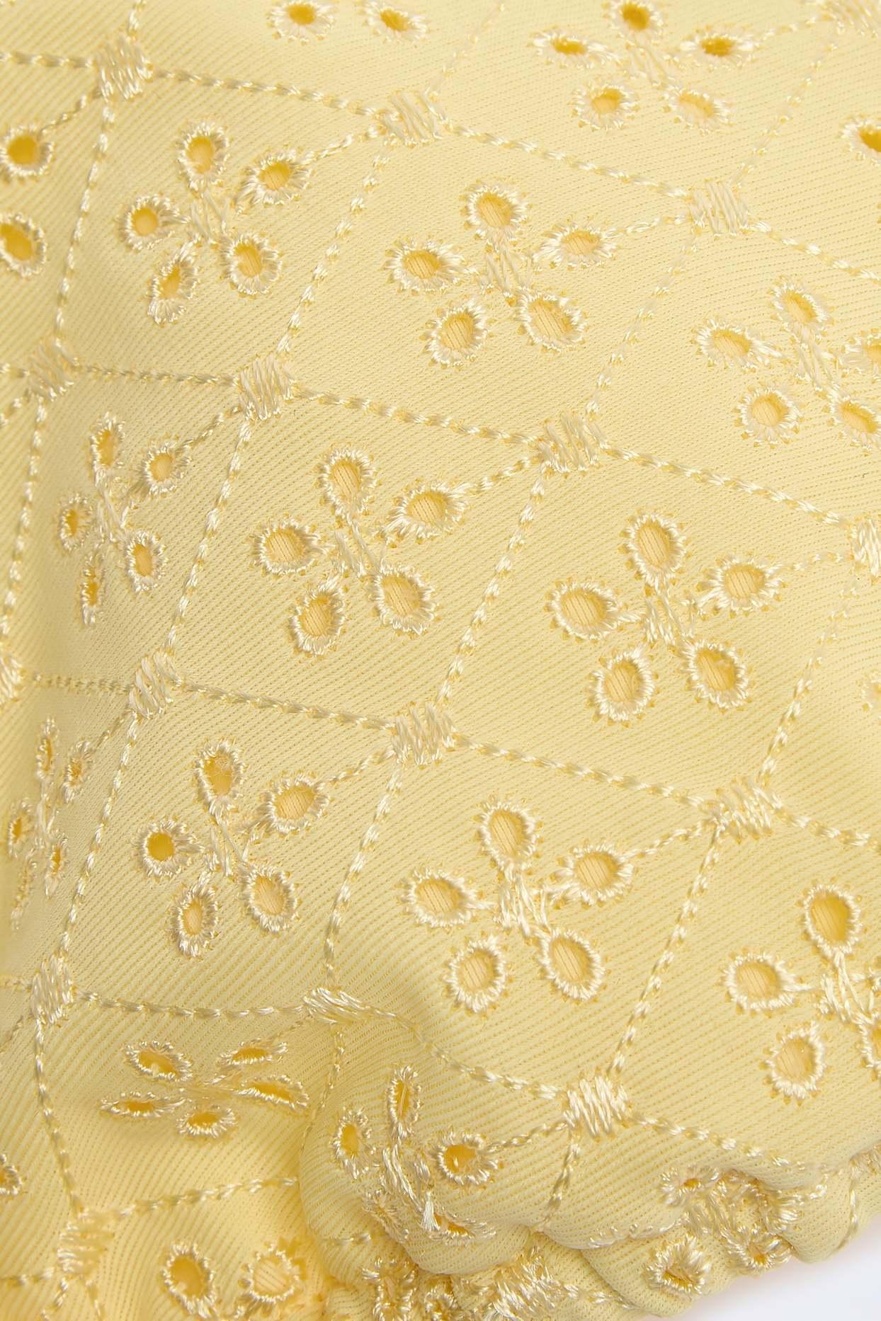 Broderie Anglaise Triangle Bikini Top in Lemon Yellow Product Image