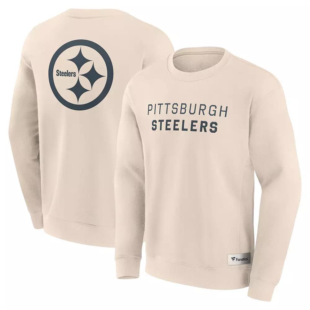 Men's Fanatics Cream Pittsburgh Steelers Elements Future Ground Lettering Pullover Sweatshirt,  Product Image