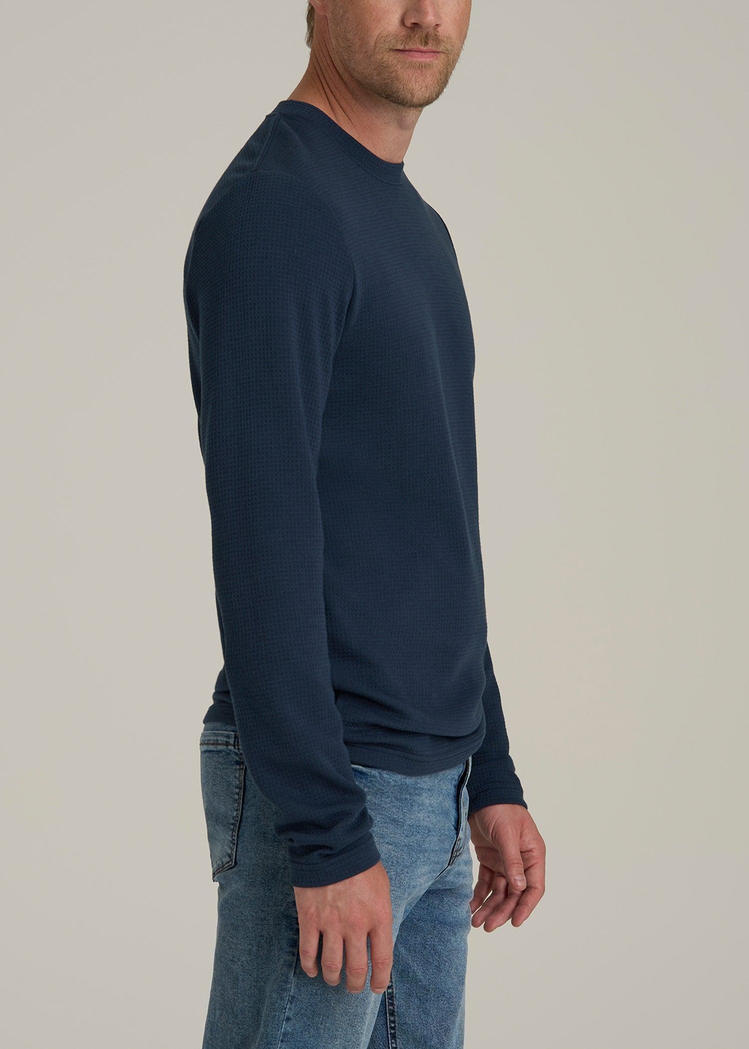 Cloud Knit Waffle Long Sleeve for Tall Men in Navy Blue Male Product Image