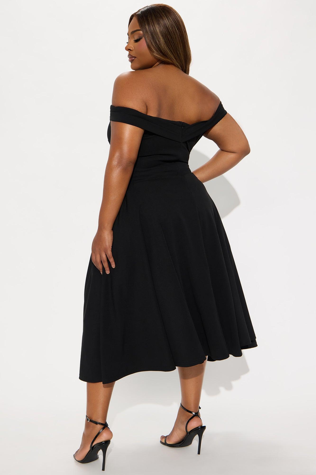 Yara Off Shoulder Midi Dress - Black Female Product Image