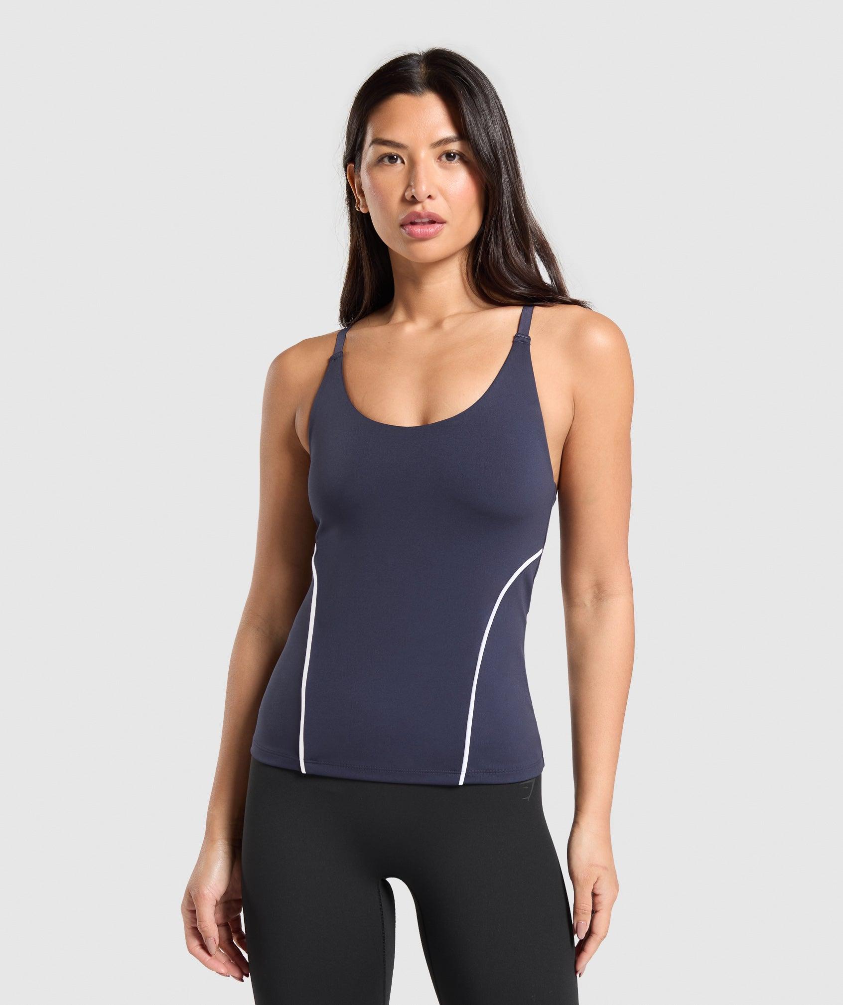 Gymshark Contour Stitch Tank with Shelf - Heavy Blue Female Product Image