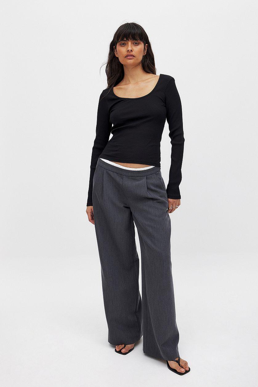 Scoop Neck Ribbed Top Product Image