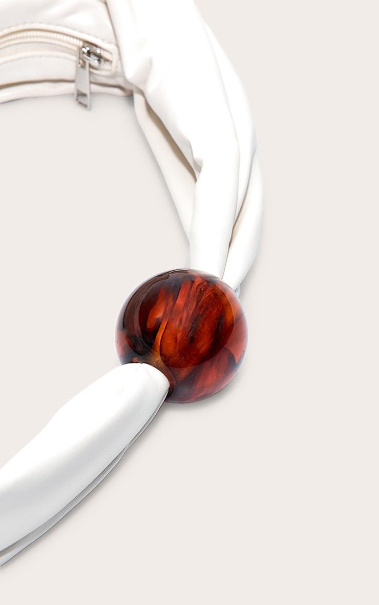 Cream Pu Bead Handle Shoulder Bag Product Image