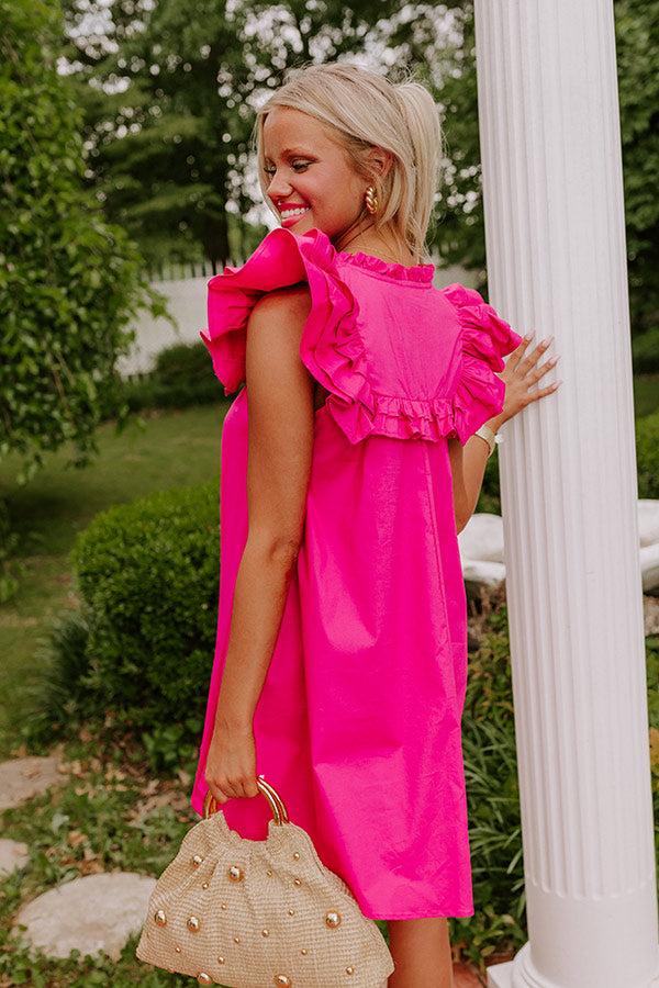 Pretty Chic Ruffle Mini Dress in Hot Pink Product Image