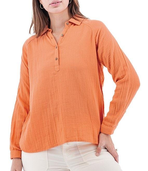 Aventura Kelford Gauze Collared Neckline Long Sleeve Blouse Product Image