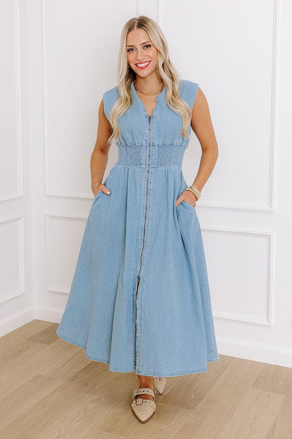 Downtown Daze Denim Midi Dress Product Image