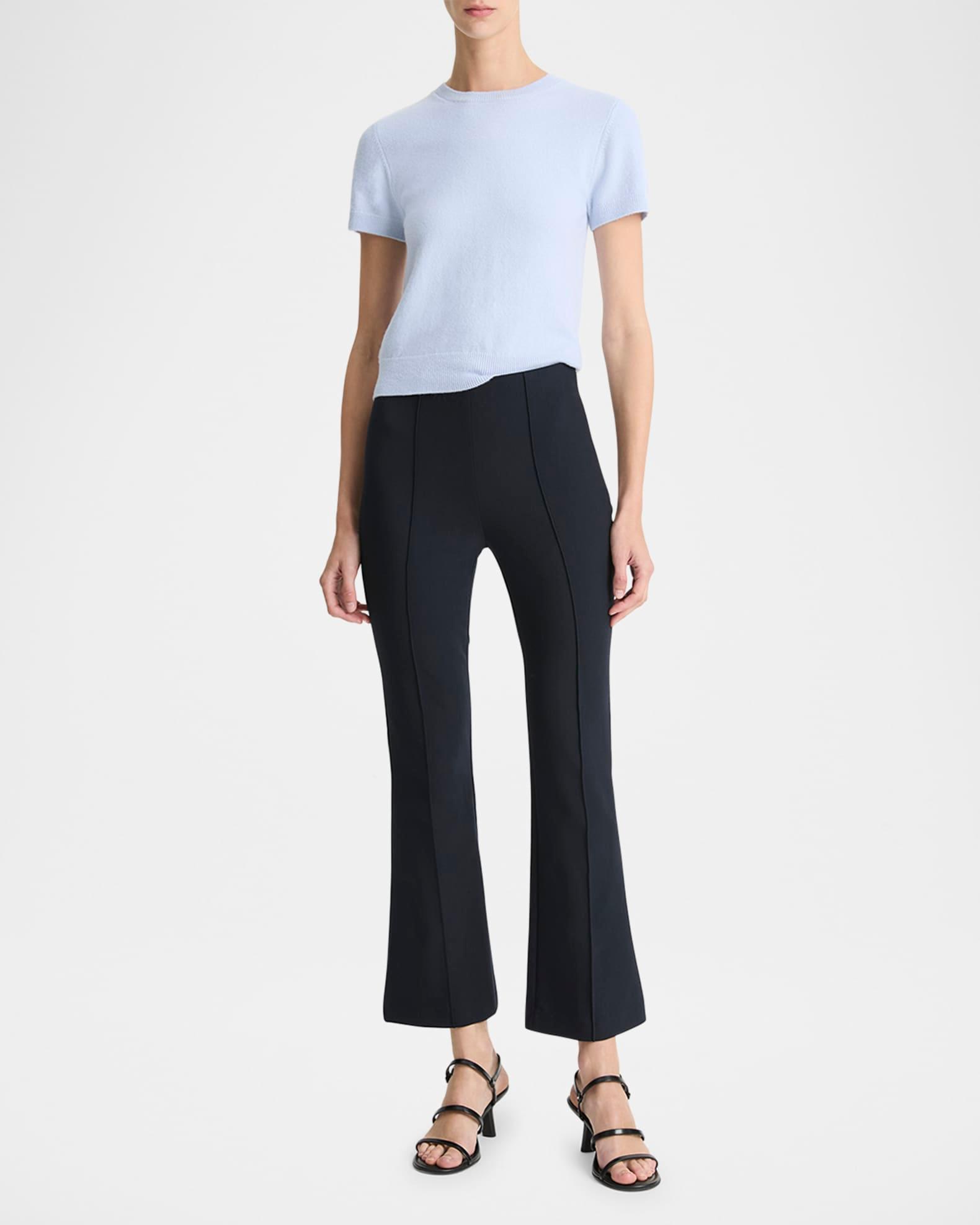 Cropped Flare-Leg Pintuck Pants Product Image