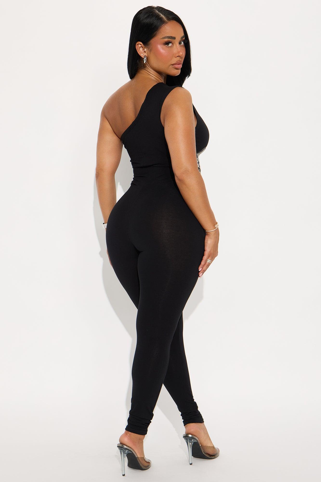 Cool Chic One Shoulder Jumpsuit - Black Female Product Image