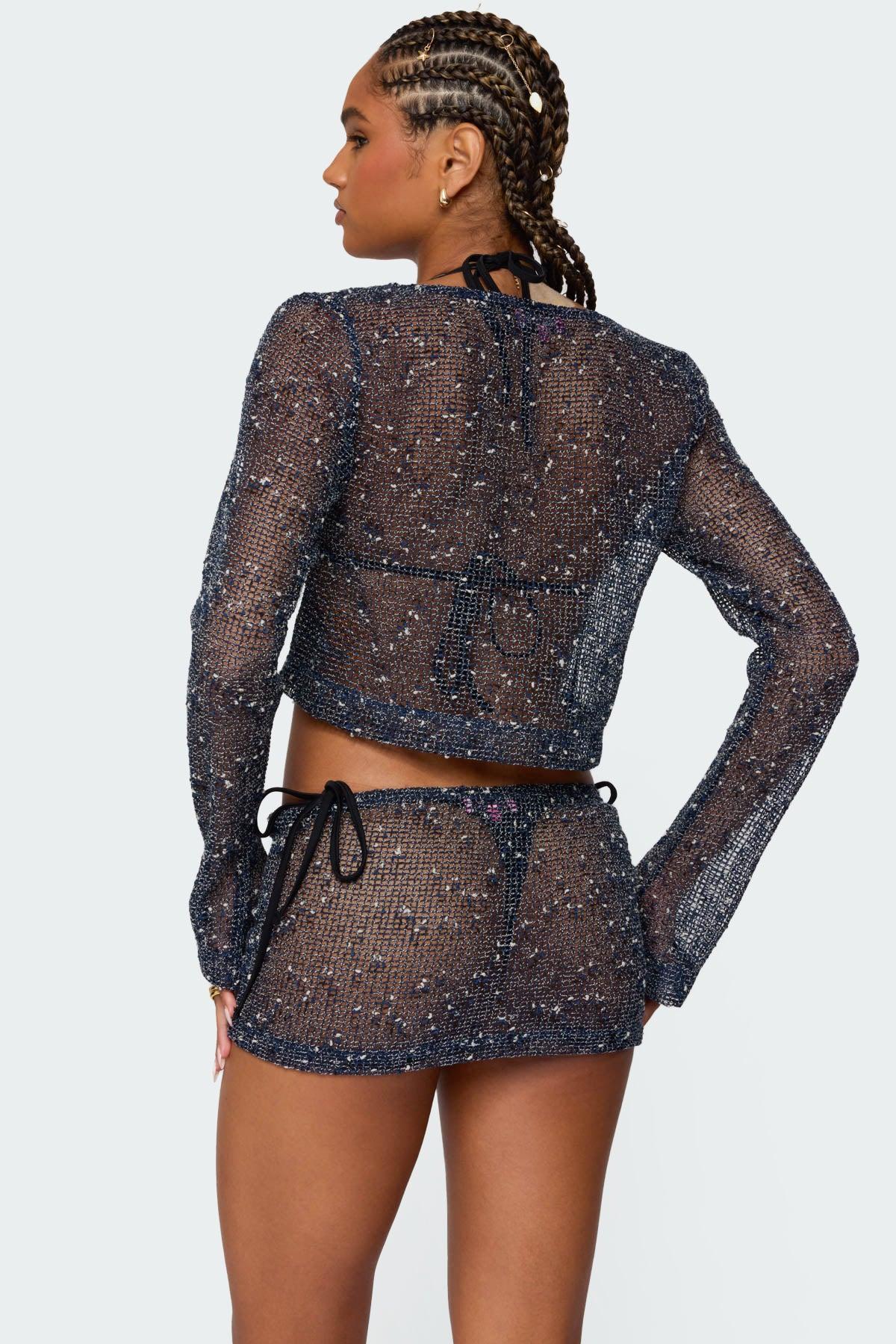 Idra Crochet Net Tie Front Top Product Image