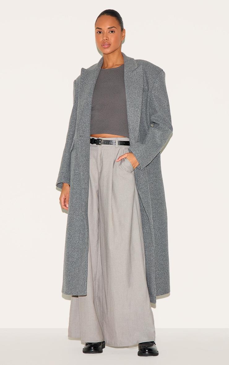 Grey Structured Extreme Oversized Double Breasted Coat Product Image