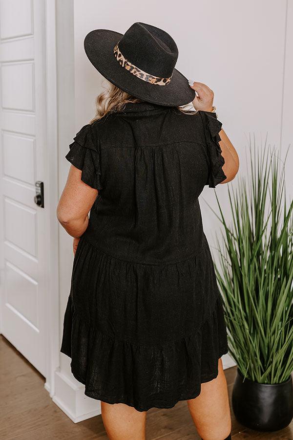 Newsworthy Style Linen-Blend Babydoll Dress In Black Curves Product Image