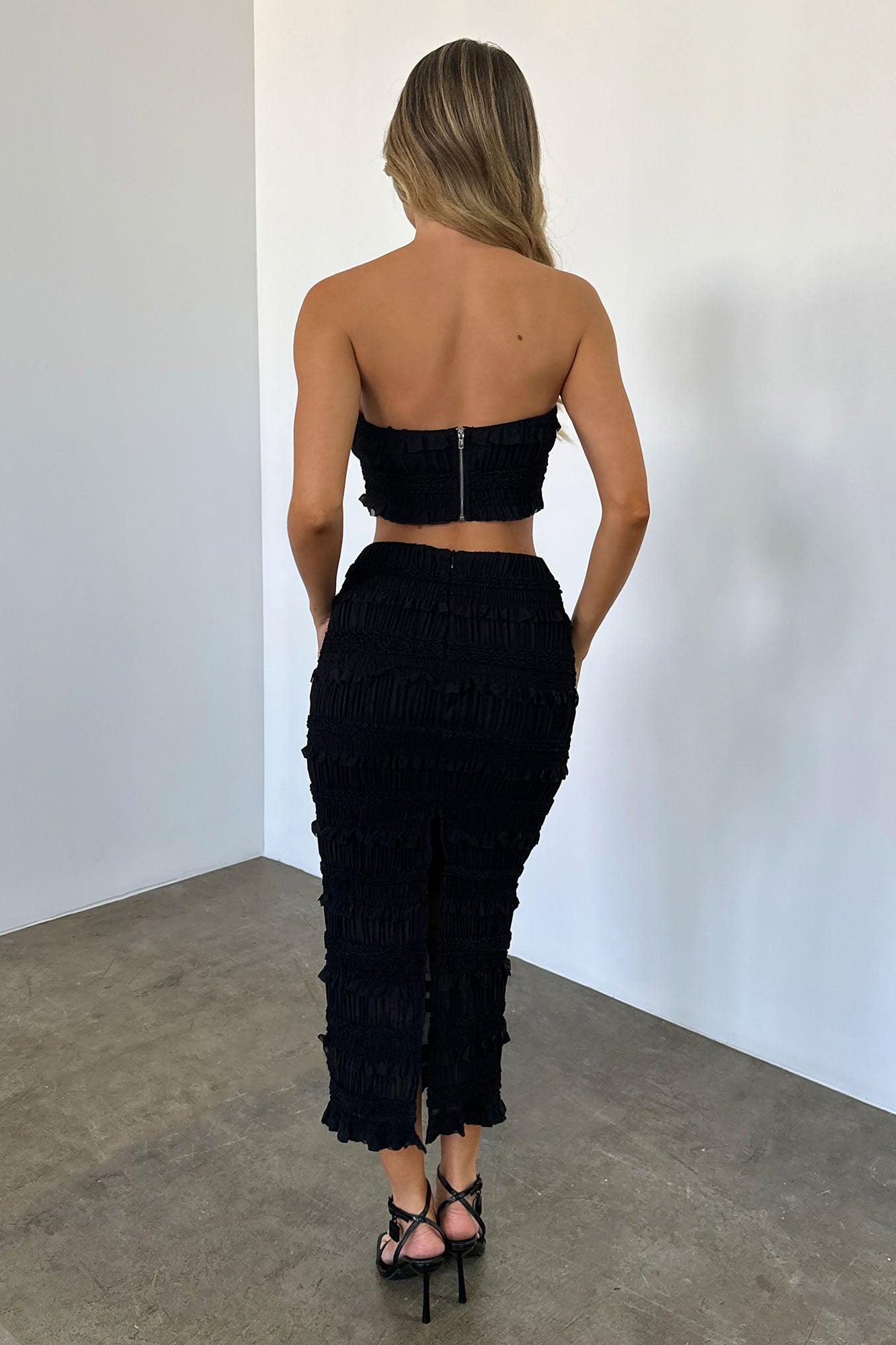 Irresistible Touch Ruffled Skirt Set - Black Product Image