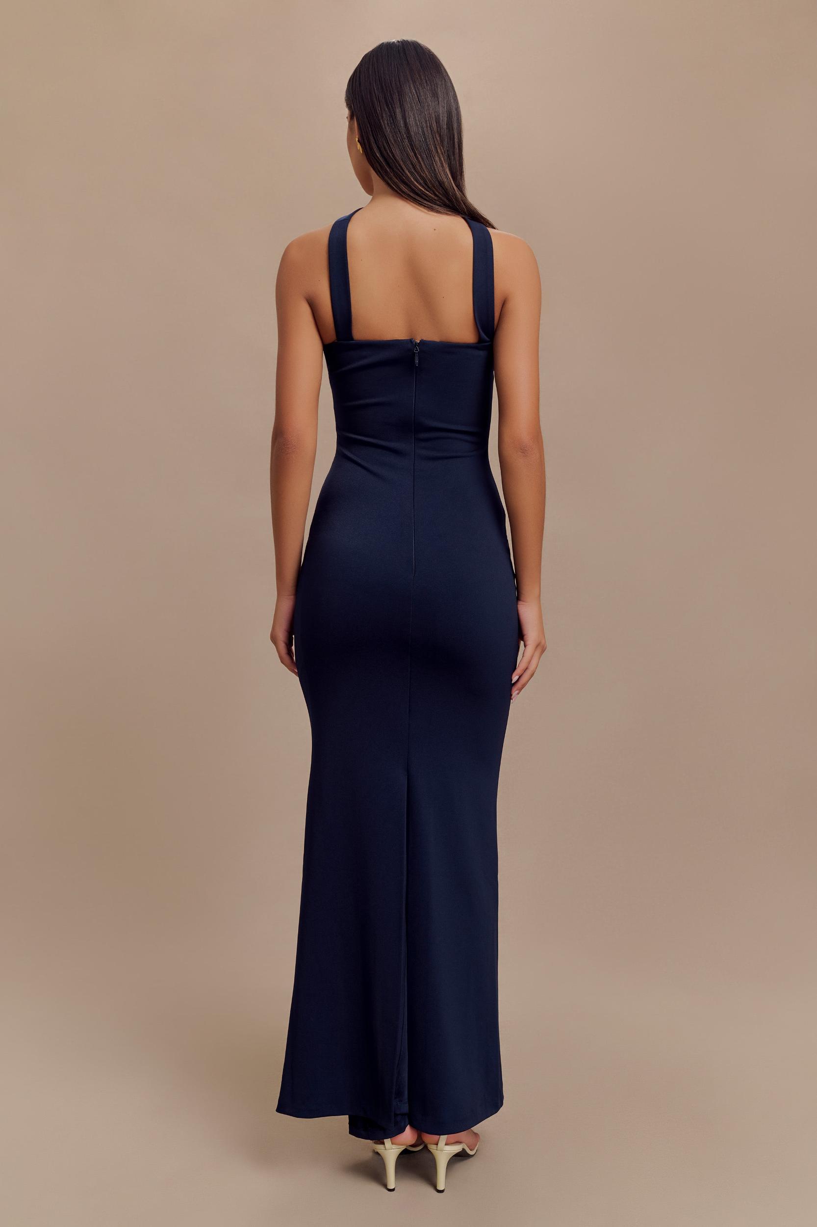 Velma Halter Collar Maxi Dress - Dark Navy Product Image