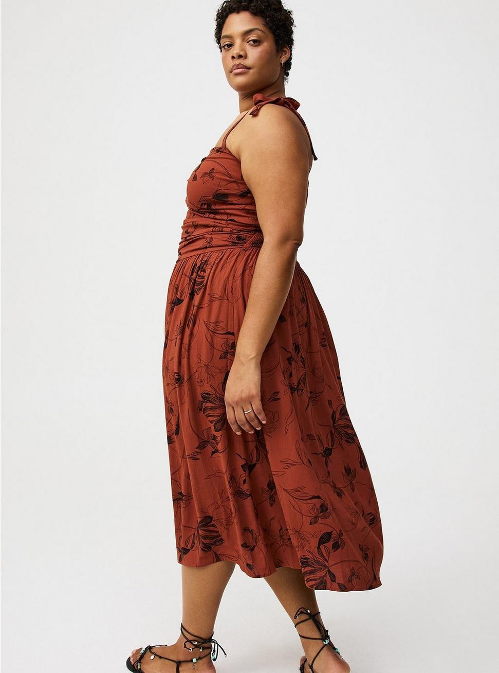 Shirred Tea Length Dress Product Image