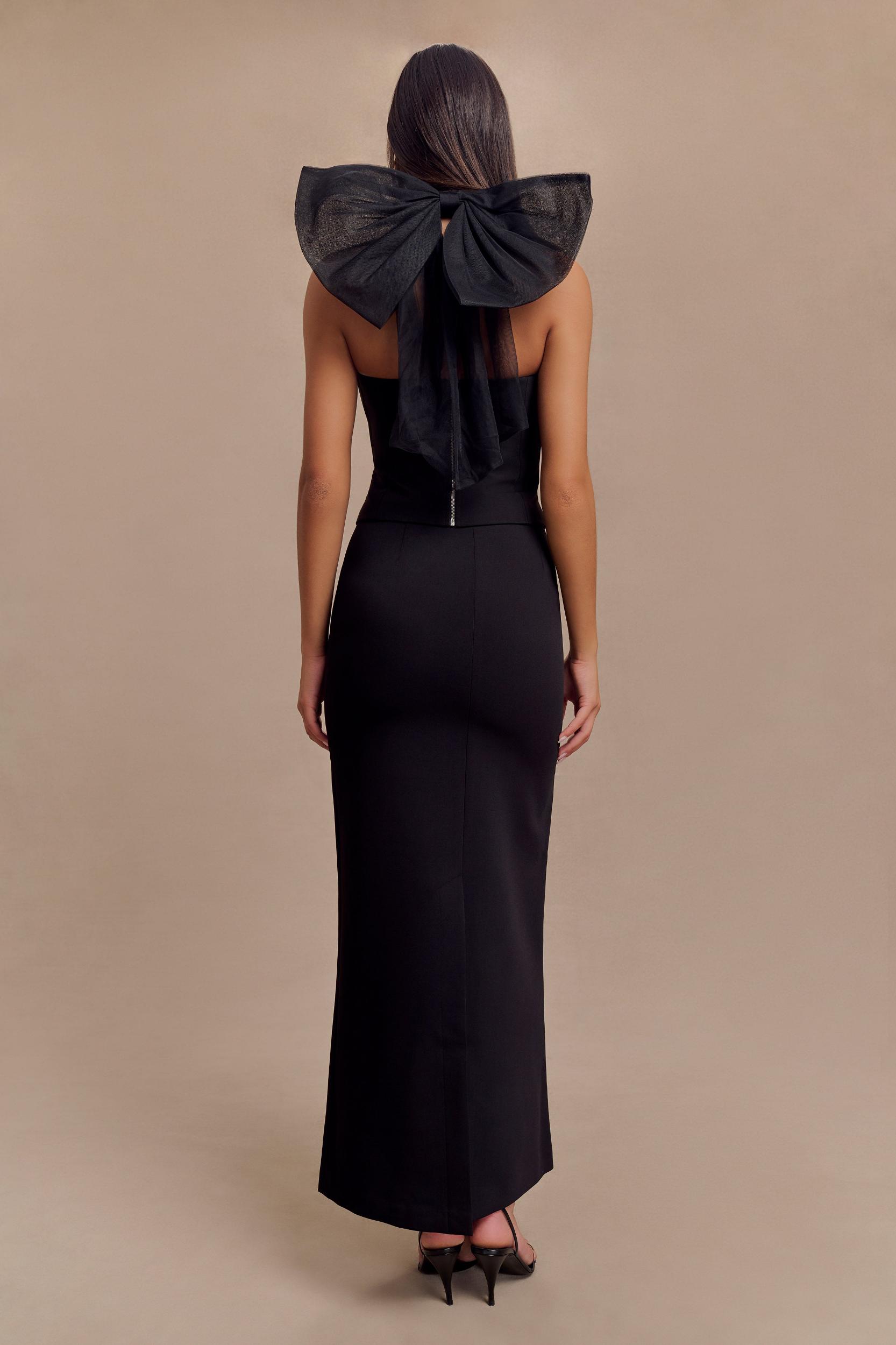 Maryam Tulle Bow Top - Black Product Image