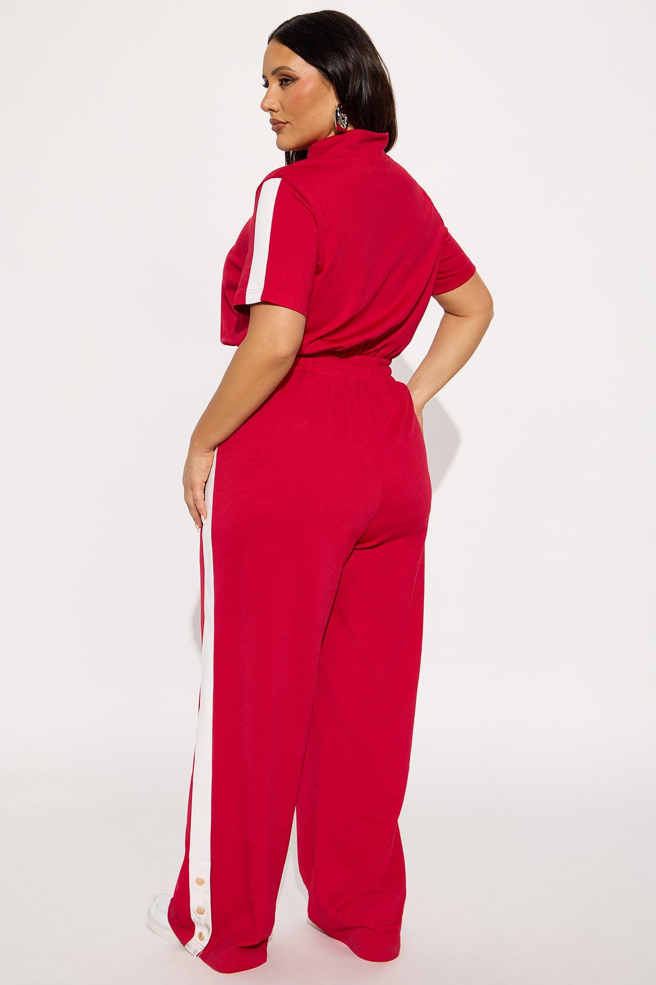 Lianna Short Sleeve Jumpsuit - Red Female Product Image