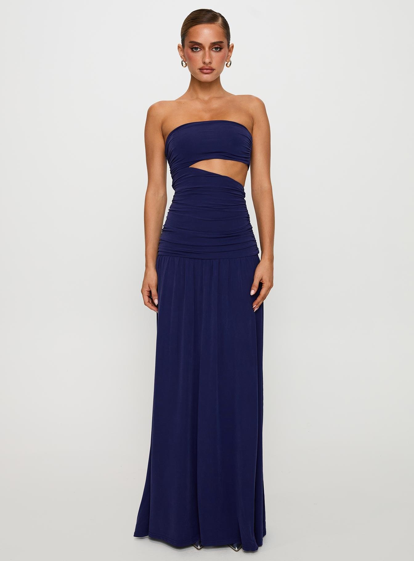 Grandeur Strapless Maxi Dress Navy Product Image