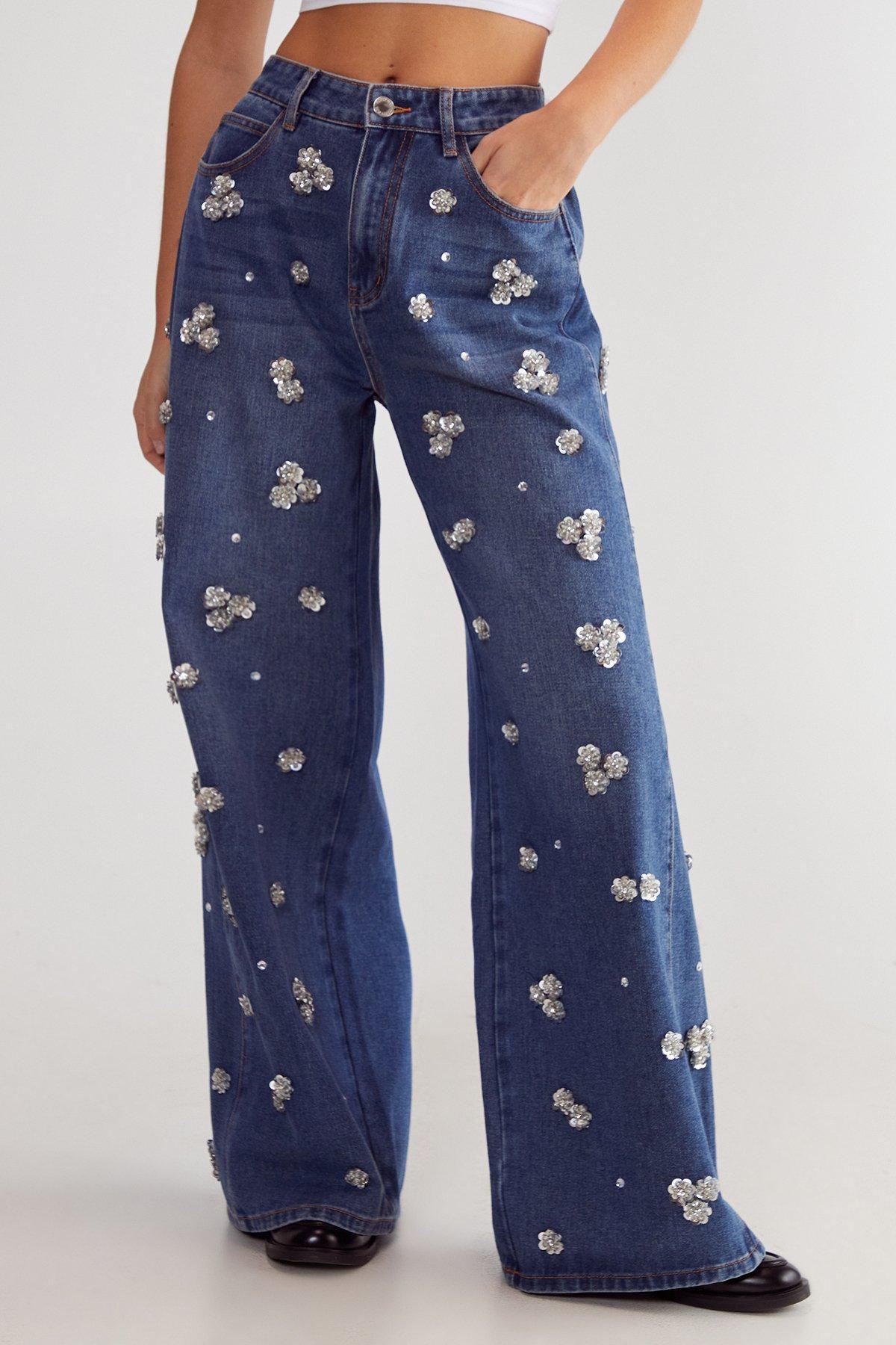 Limited Embellished Flower Applique Jean Product Image