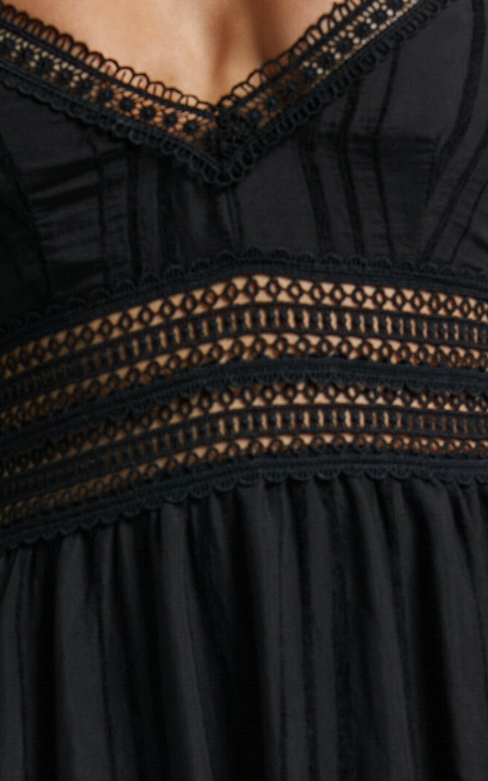 Angelique Maxi Dress - Lace Trim Dress in Black Product Image