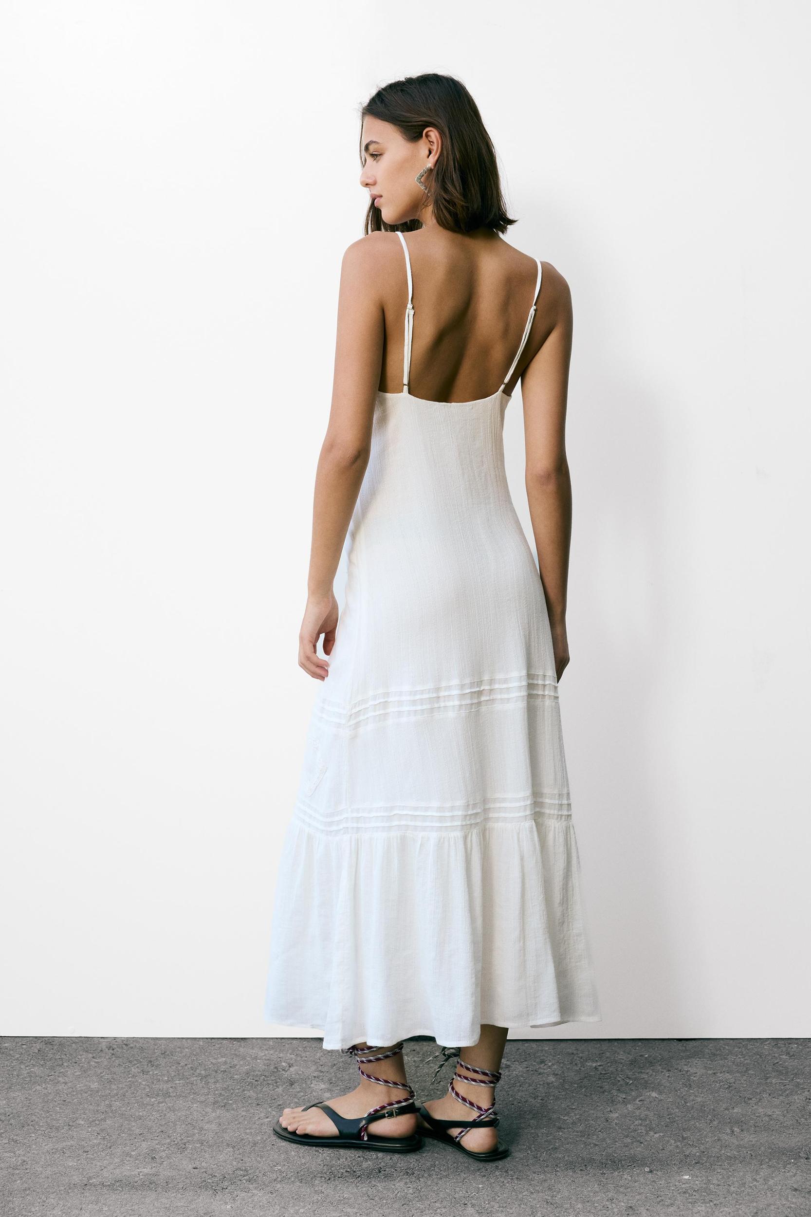 Long lace trim strappy dress Product Image