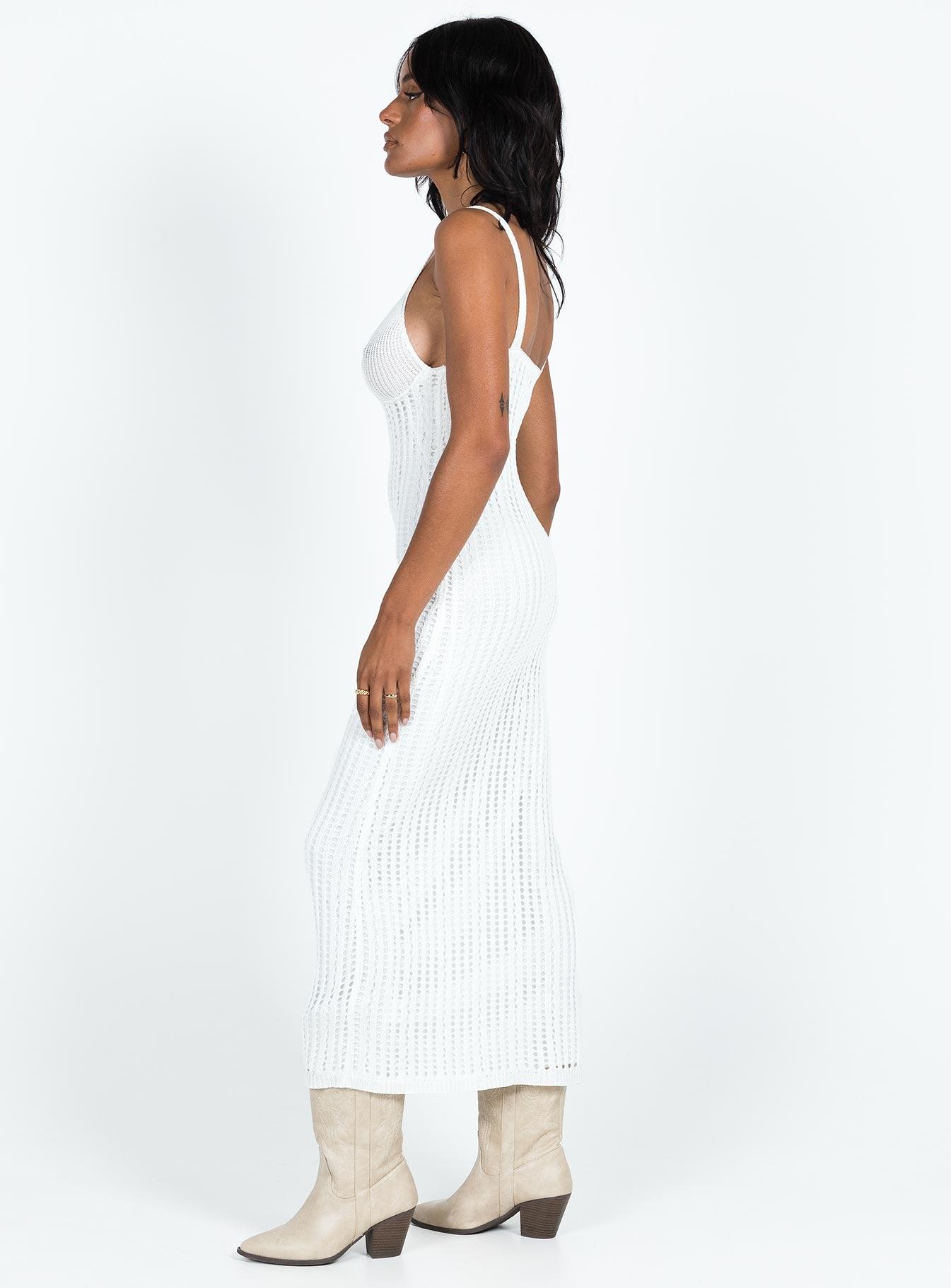 Francie Knit Midi Dress White Product Image