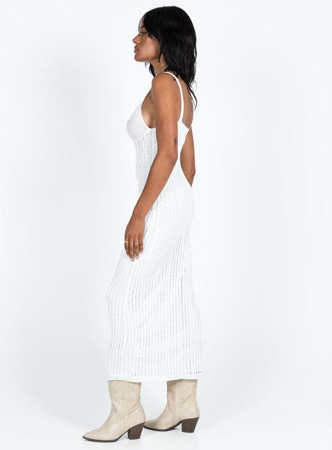 Francie Knit Midi Dress White Product Image