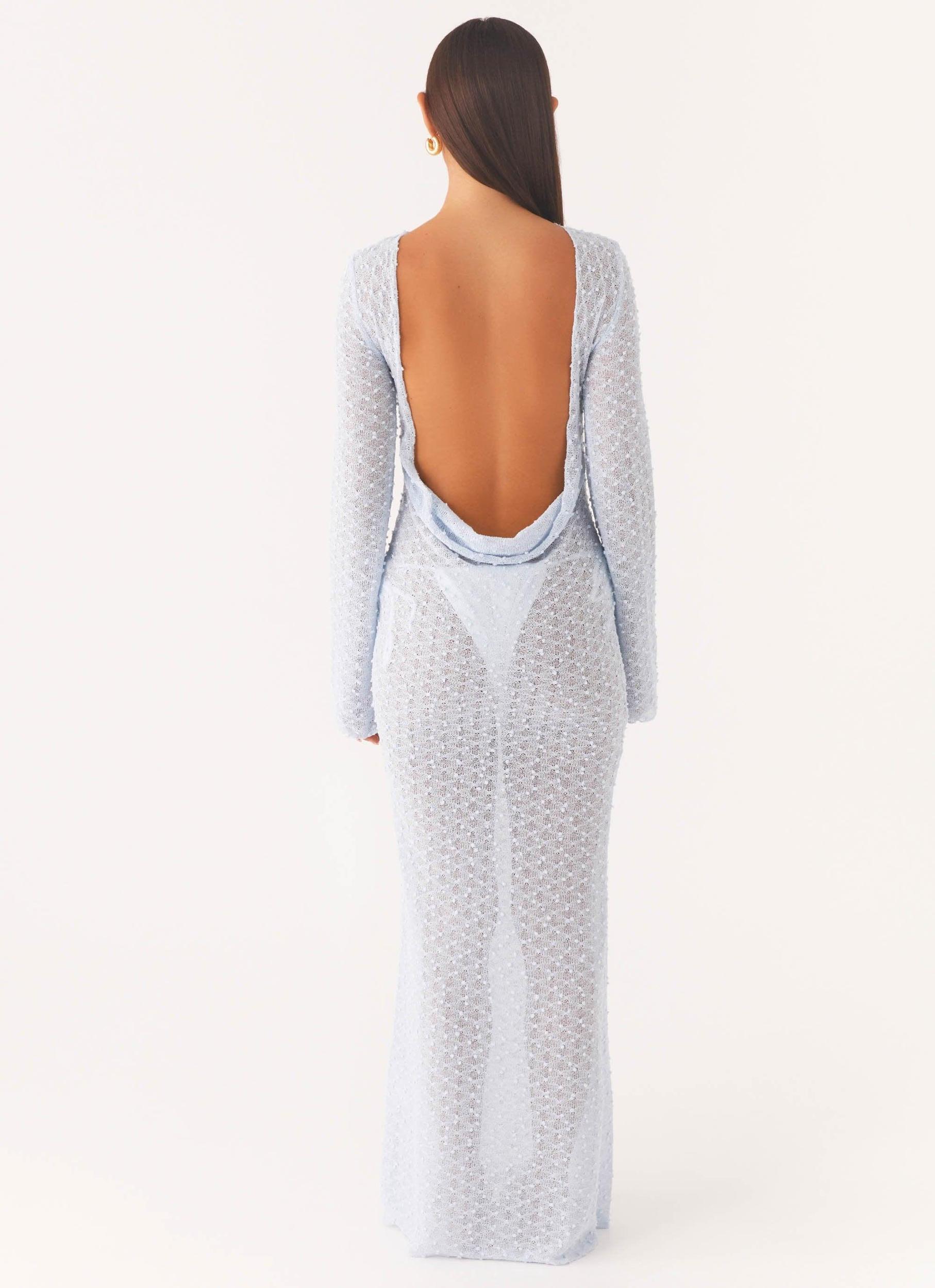 Flirty Knitted Maxi Dress - Blue Product Image