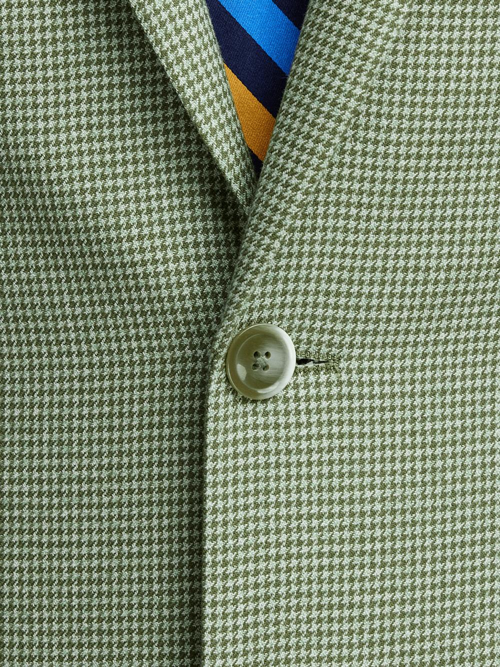 Cotton Blend Houndstooth Single Breasted Notch Lapel Suit - Green Product Image