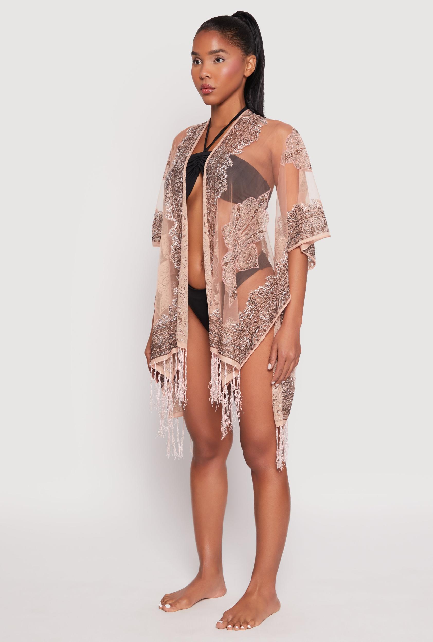Paisley Pattern Fringe Cover Up Kimono Female Product Image