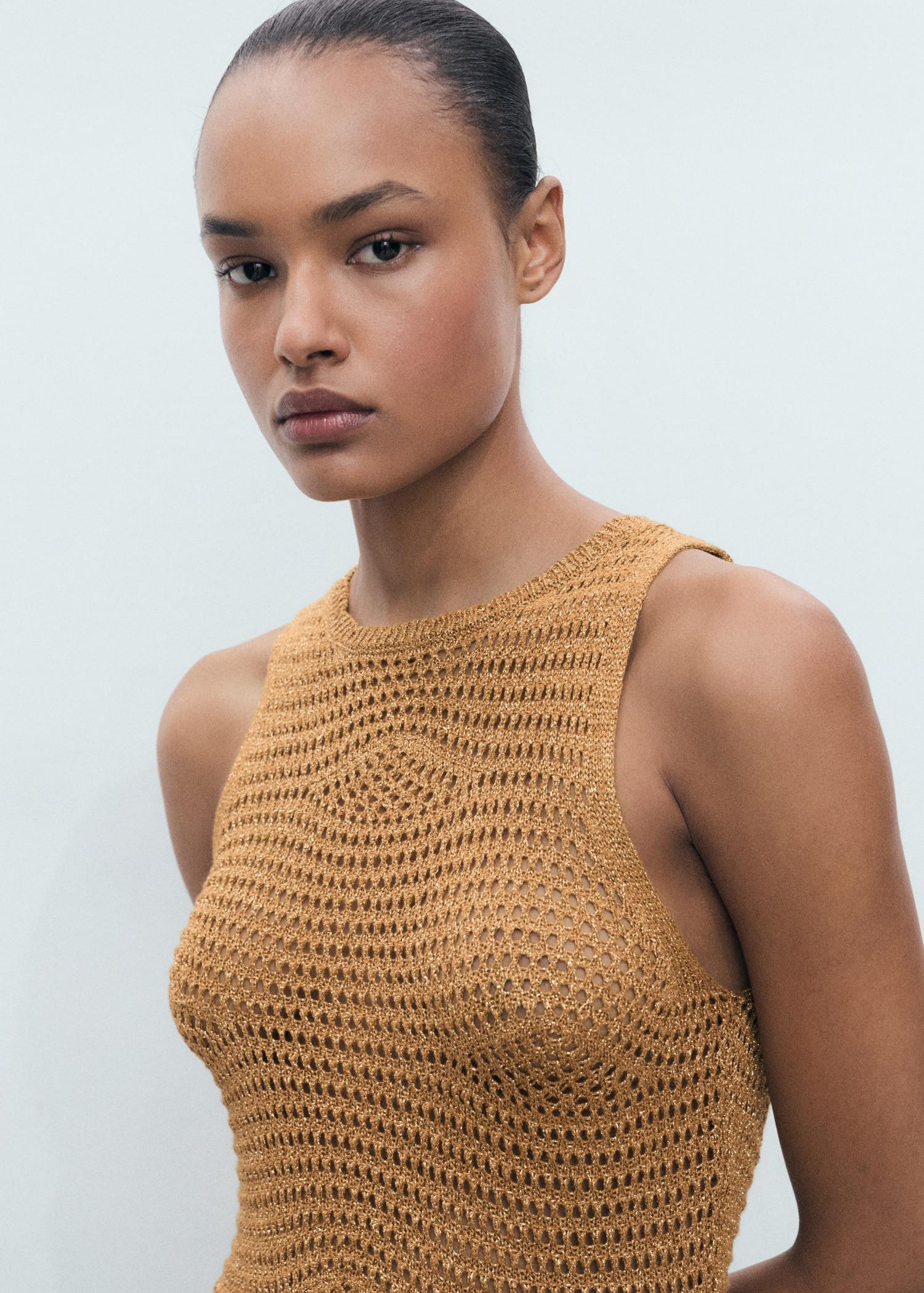 Openwork lurex dress - Women | MANGO USA Product Image