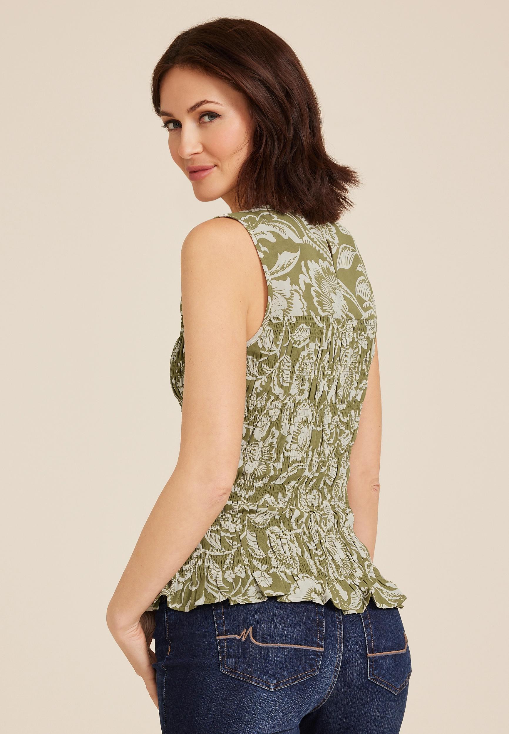 Smocked Floral Tank Top Product Image