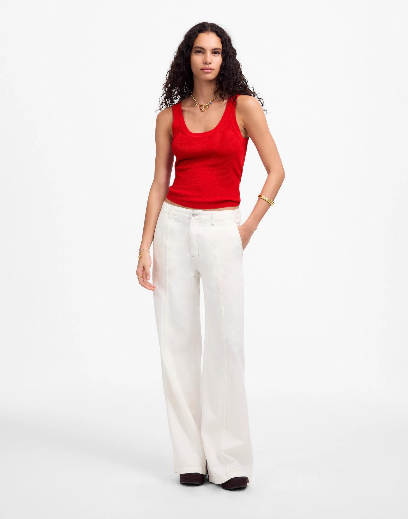 Linen-Blend Scoopneck Sweater Tank Product Image