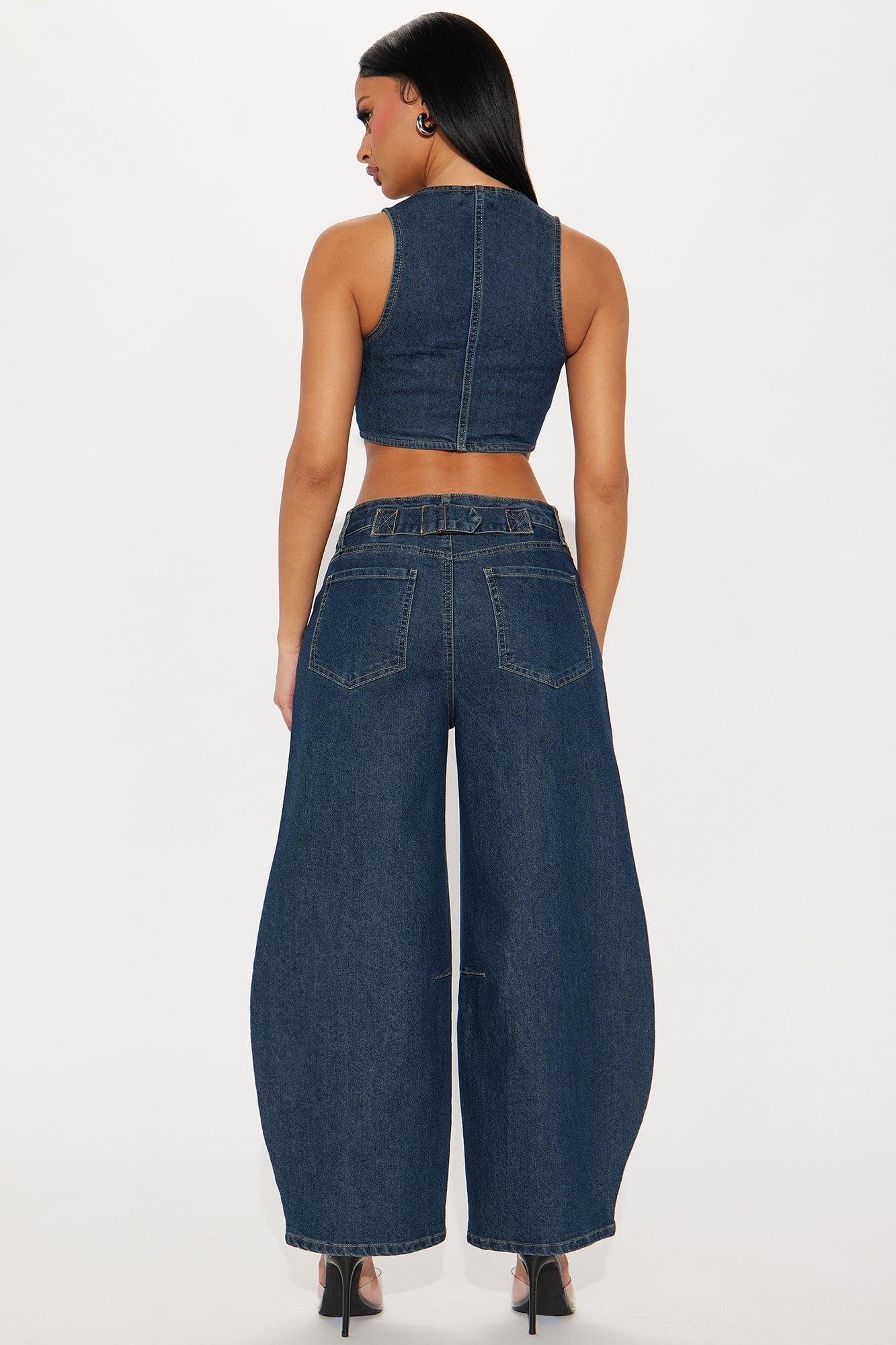 Taylor Barrel Jean Set - Dark Wash Product Image