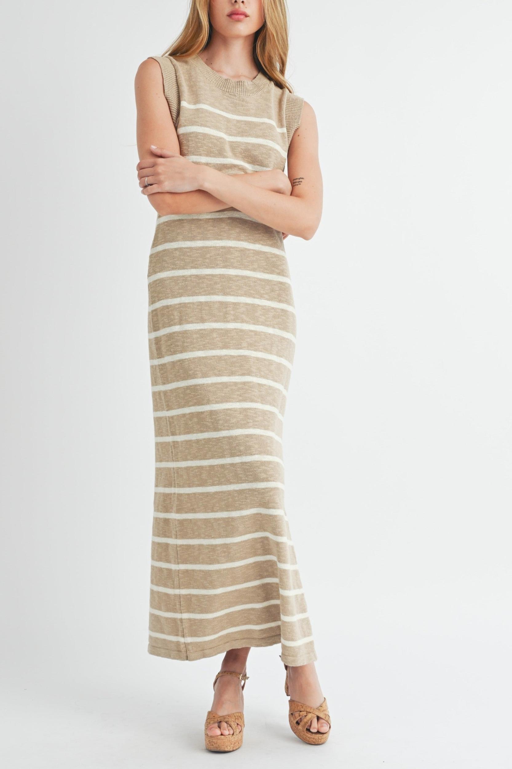 Sleeveless Stripe Sweater Maxi Dress Product Image