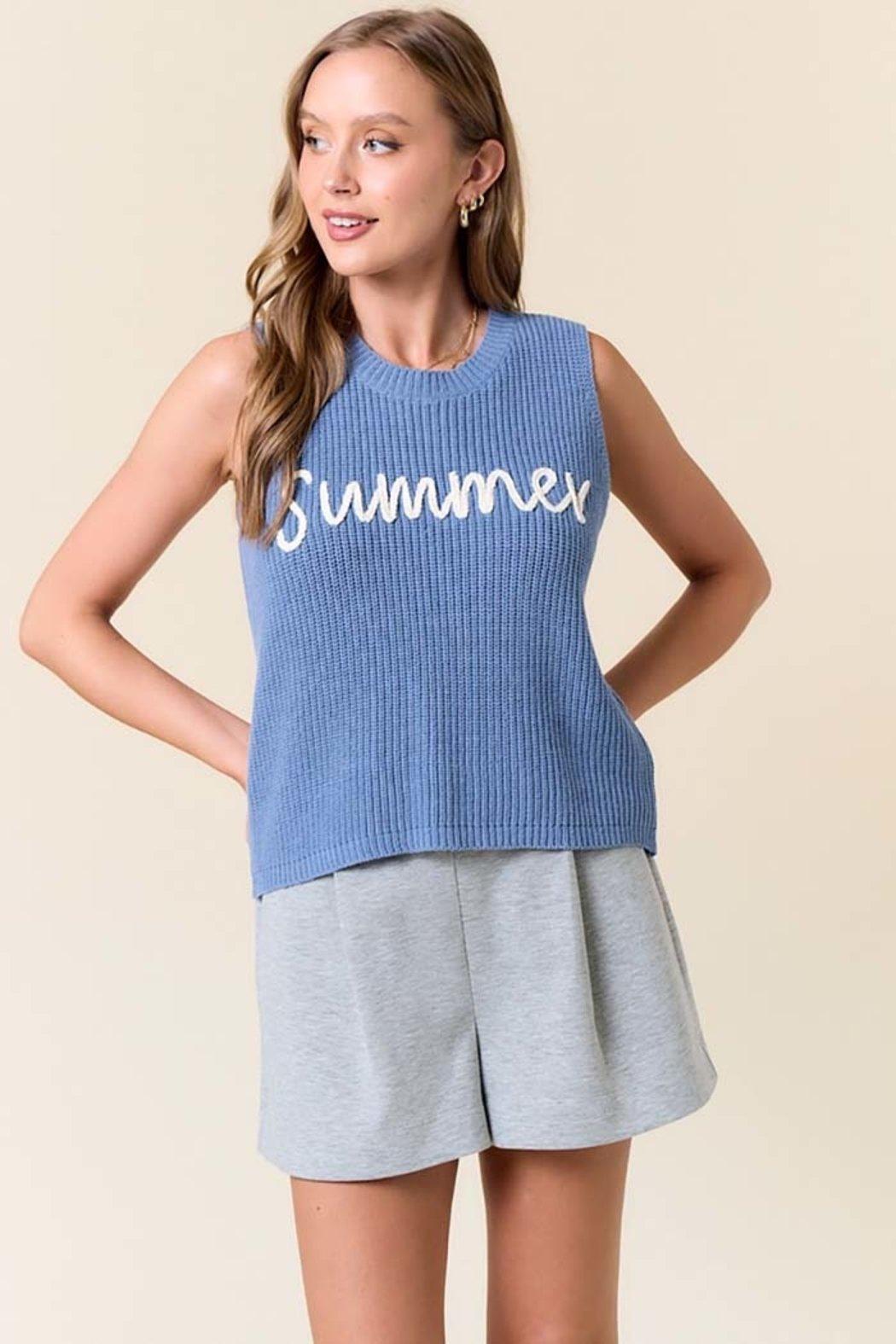 Round Neck Summer Sweater Tank Top Product Image