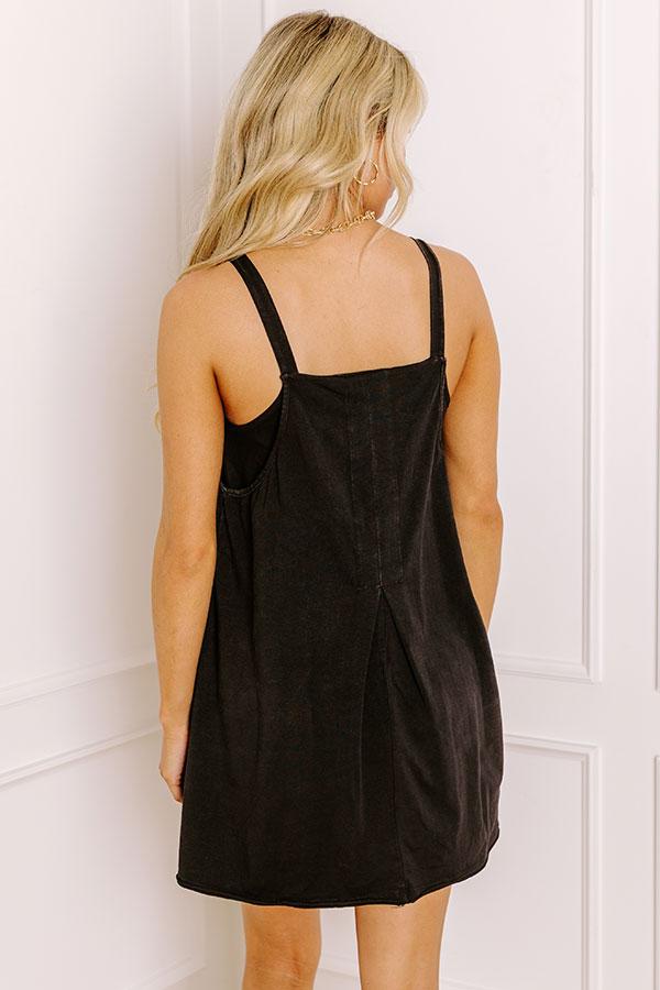 Beach Day Vintage Wash Romper Dress in Black Product Image