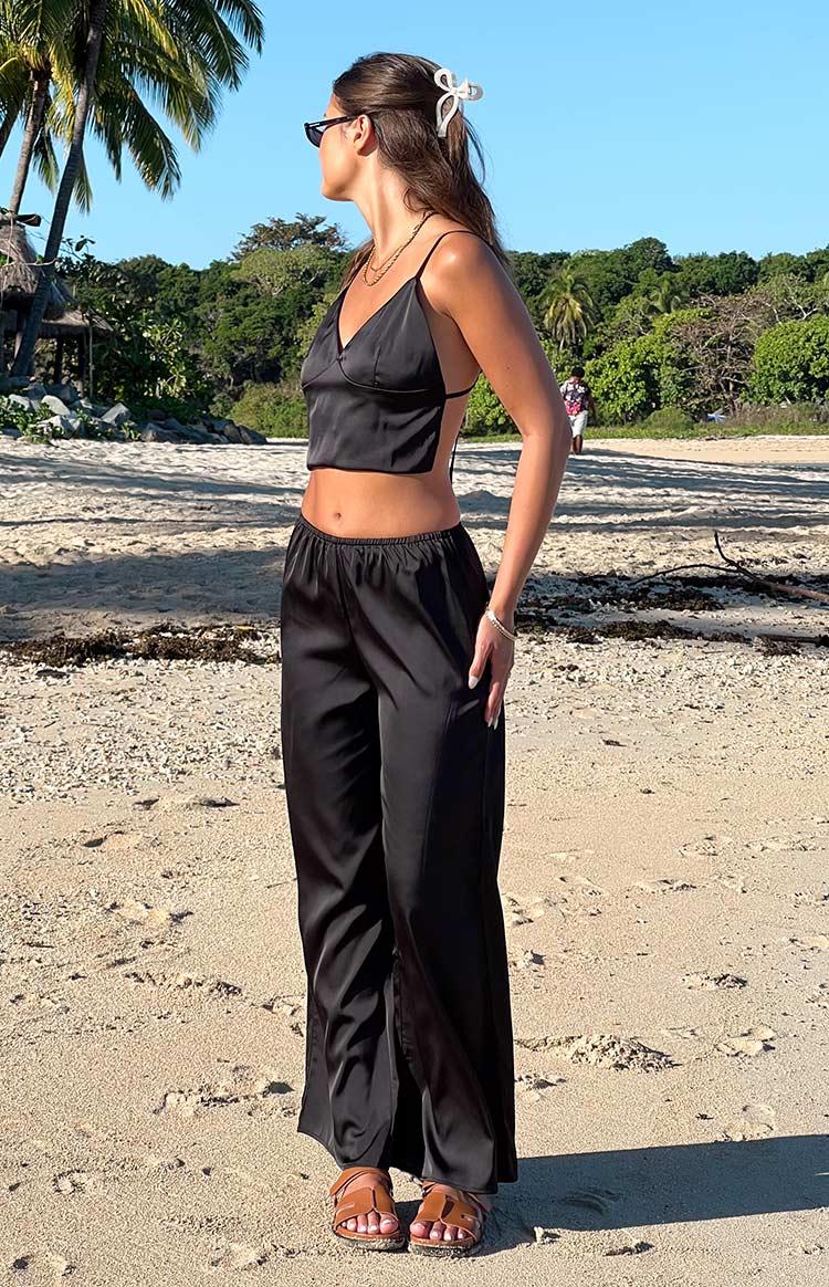 Bridget Black Satin Pants Product Image