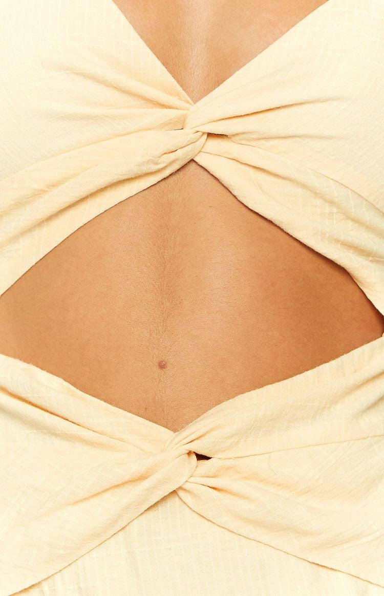 Asha Cream Twist Midi Dress Product Image