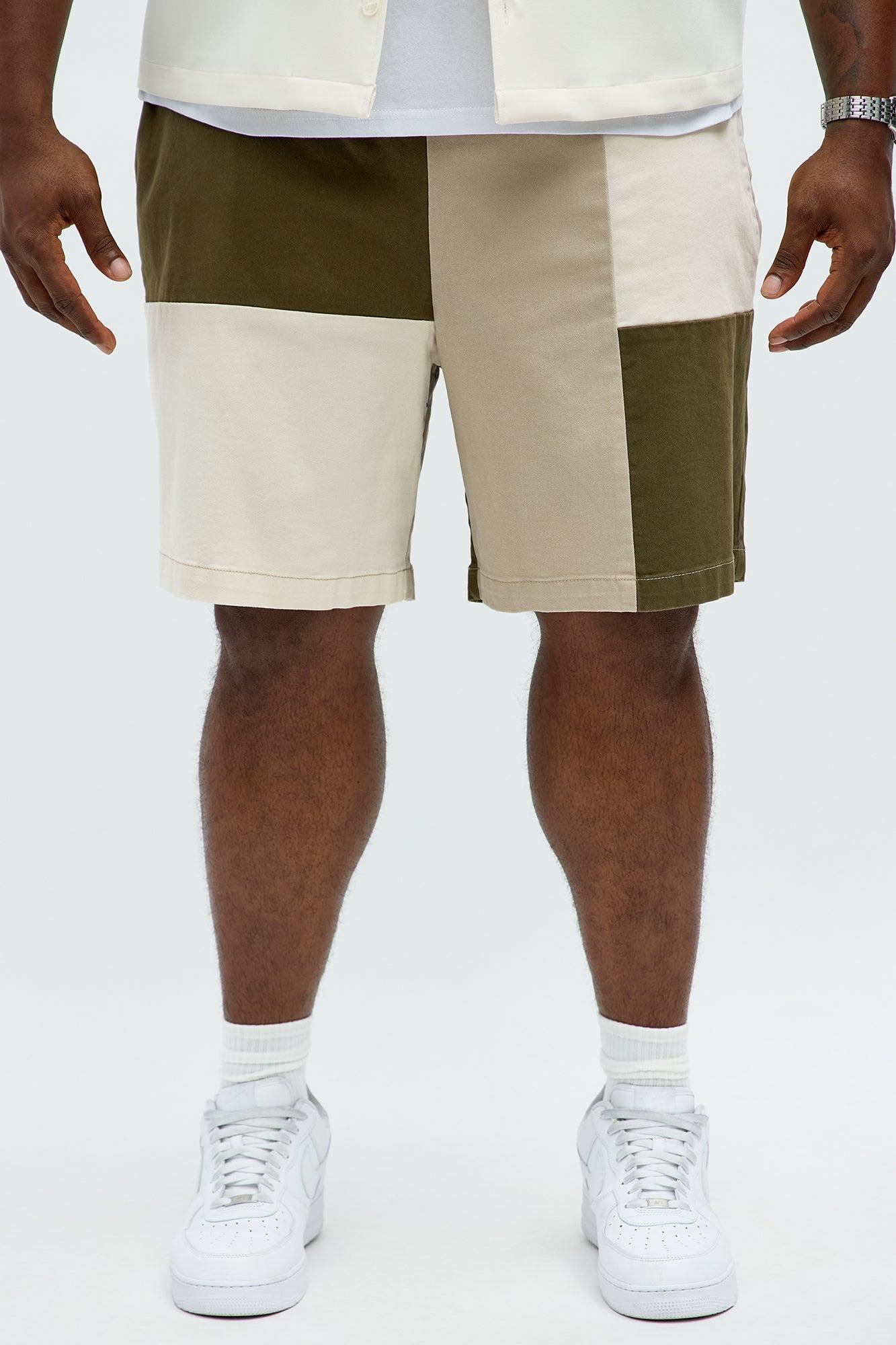 Blocked Again Shorts - Olive/combo Product Image