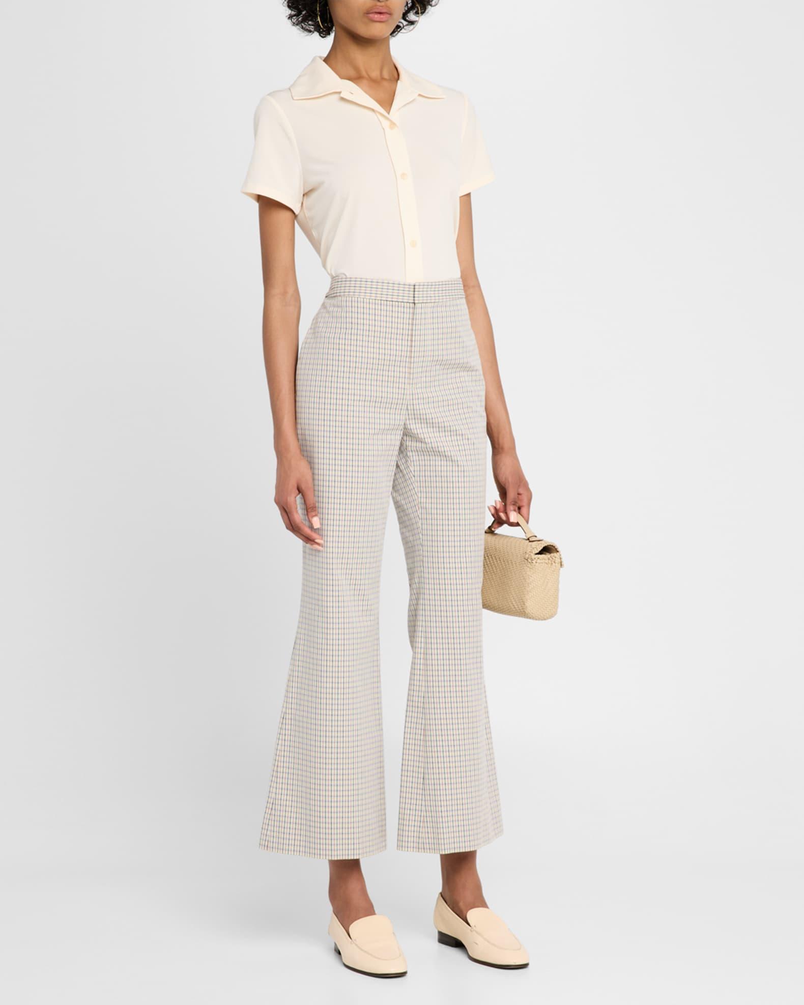 Crop Flare Gardeners Check Pants Product Image