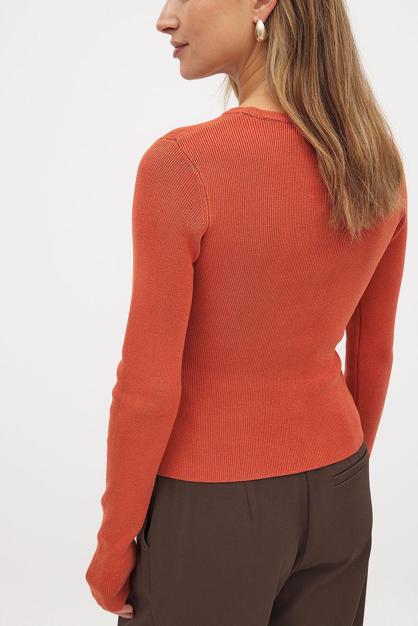 Ribbed Knitted Round Neck Top Product Image