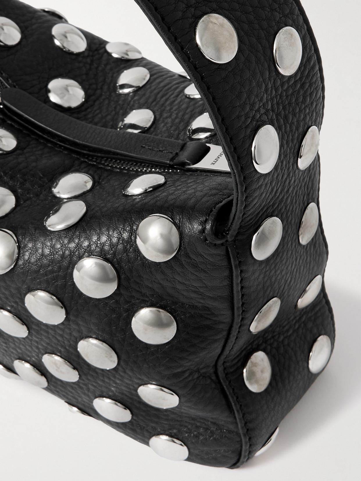 KHAITE Elena Small Studded Textured-leather Shoulder Bag In Black Product Image