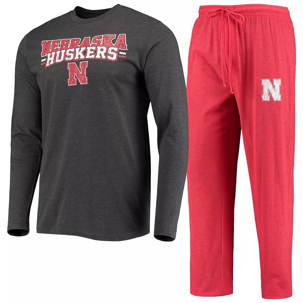 Men's Concepts Sport Scarlet/Heathered Charcoal Nebraska Huskers Meter Long Sleeve T-Shirt & Pants Sleep Set, Size: Small Product Image