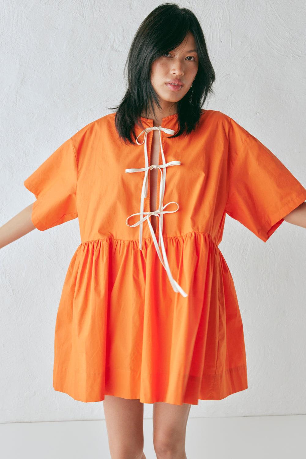 Naomi Smock Mini Dress Tangerine Product Image
